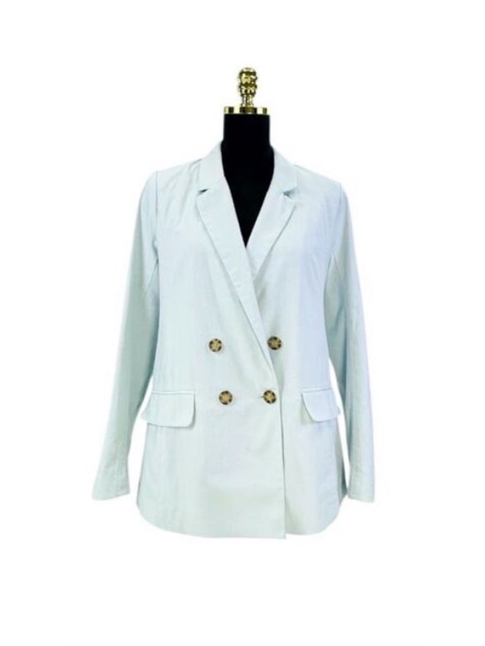 Abercrombie & Fitch Double-Breasted Blue Linen Blazer XS